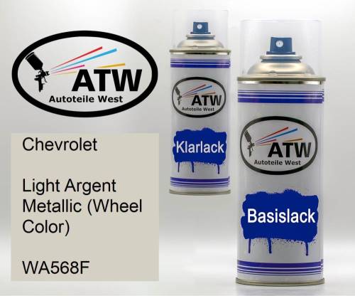 Chevrolet, Light Argent Metallic (Wheel Color), WA568F: 400ml Sprühdose + 400ml Klarlack - Set, von ATW Autoteile West.